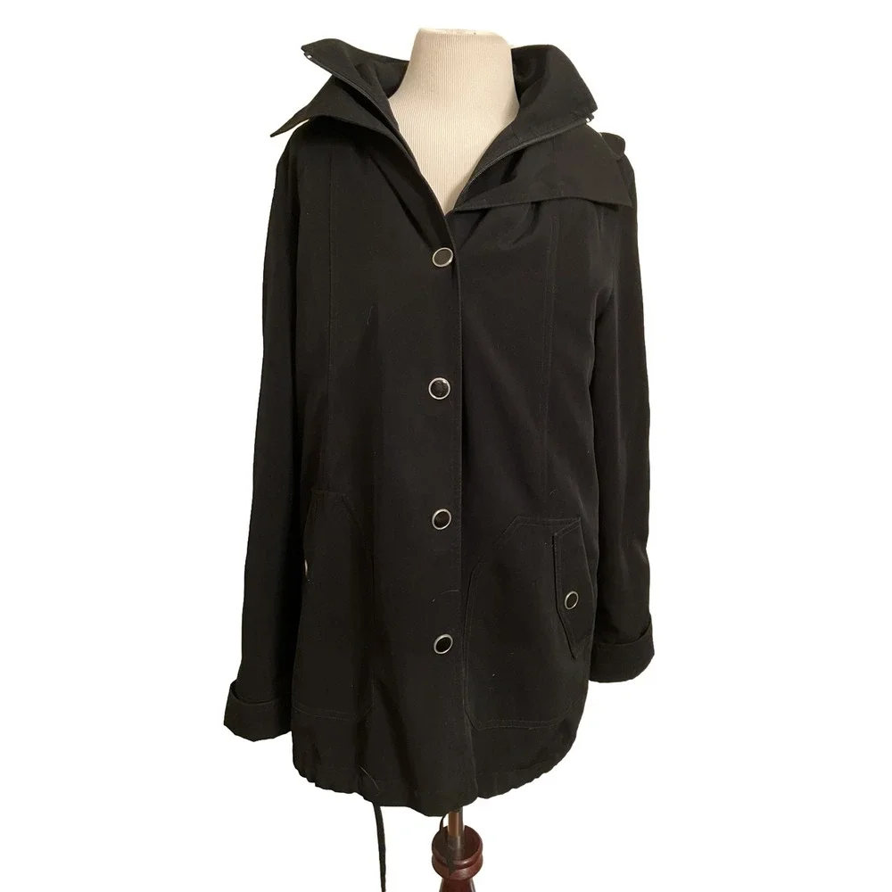 Gallery women's coat Size Med Black Removeable‎ Hood
